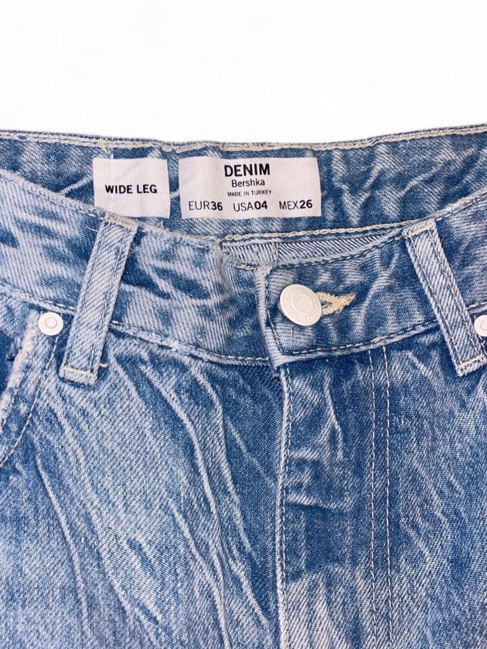 Bershka Light Blue Distressed Wide-Leg Jeans - Picture 2 of 3